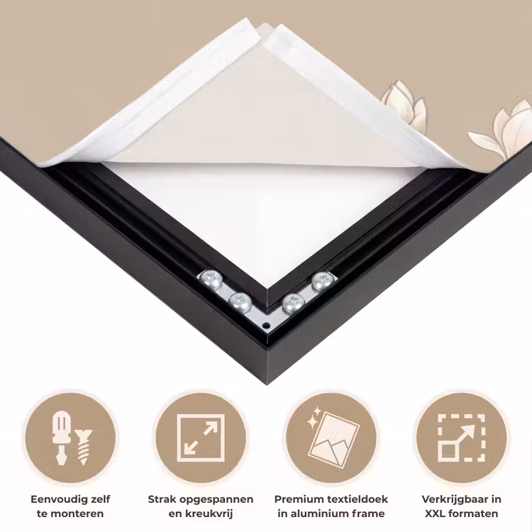 Oosters - Vogels - Beige Textielframe zwart klein -USP_feed_closeupNL