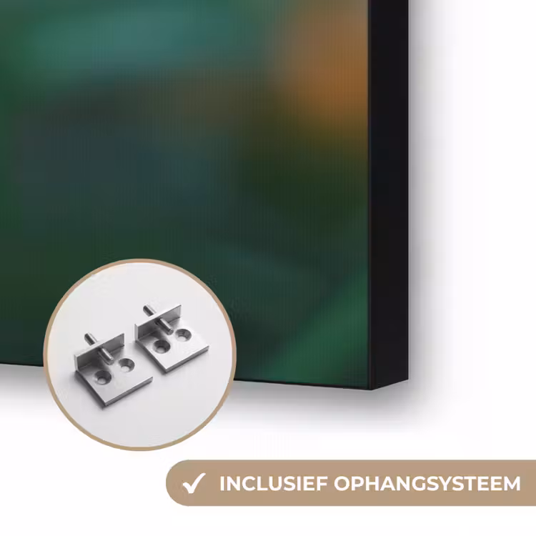 Oranje bloemen - Levendig - Wazige achtergrond Textielframe zwart klein -USP_ophangsysteemNL