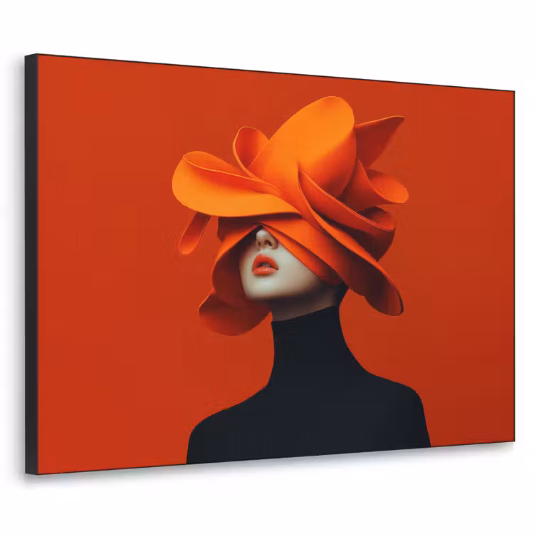 Oranje - Hoed - Vrouw Textielframe - compleet frame klein -3d