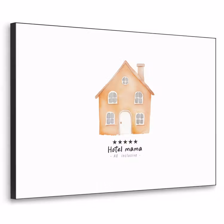 Oranje - Huisje - Quote - Hotel Textielframe zwart klein -3d