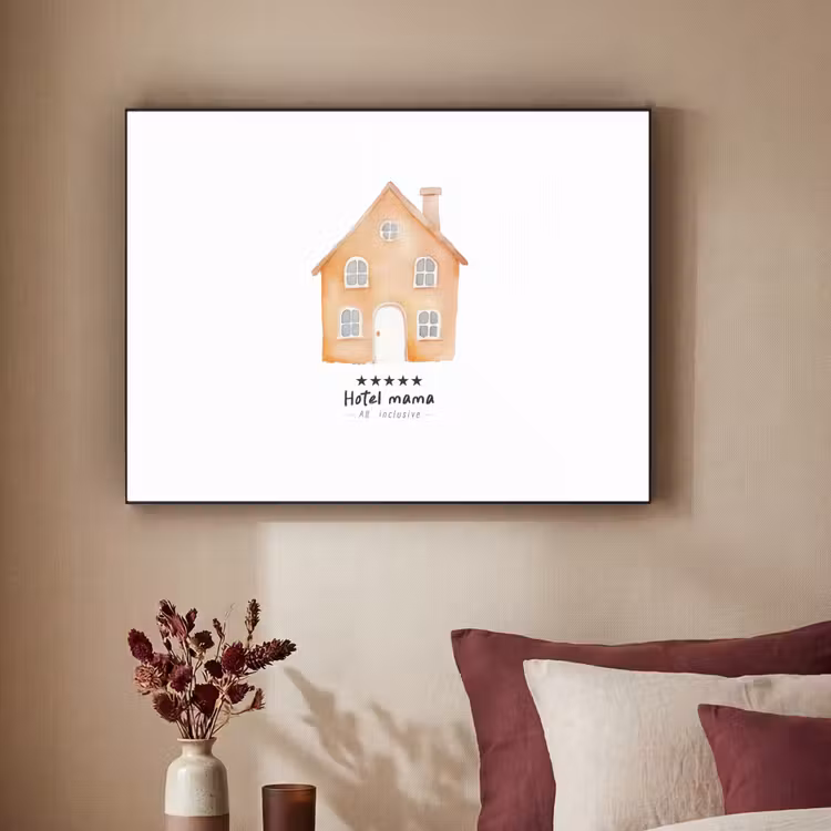 Oranje - Huisje - Quote - Hotel Textielframe zwart klein -sfeer1