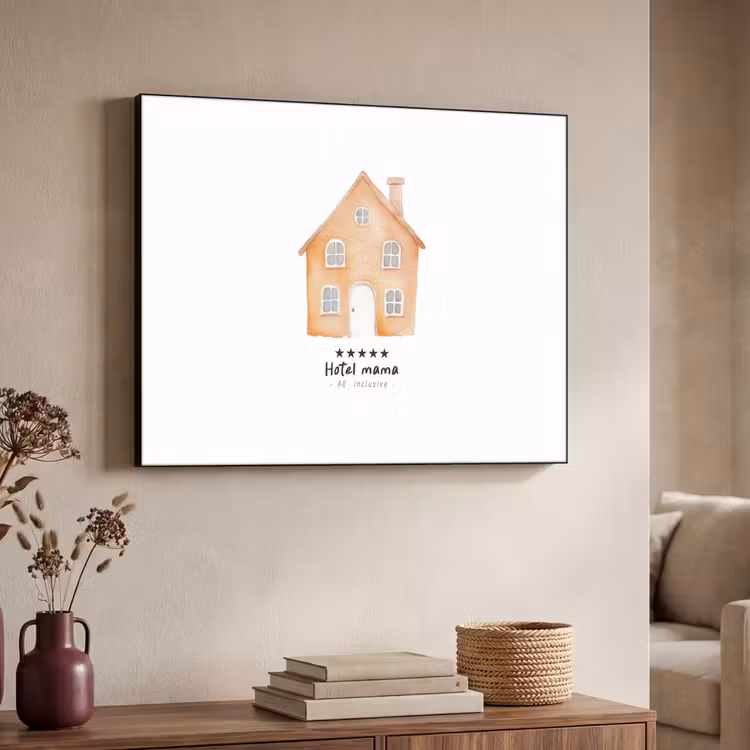 Oranje - Huisje - Quote - Hotel Textielframe zwart klein -sfeer3