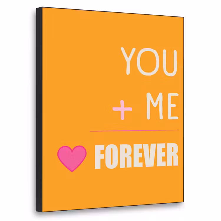 Oranje - Love - Valentijn Textielframe zwart klein -3d