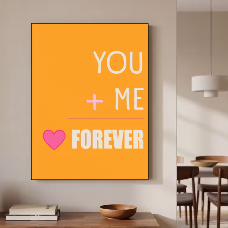 Oranje - Love - Valentijn Textielframe zwart klein -sfeer2