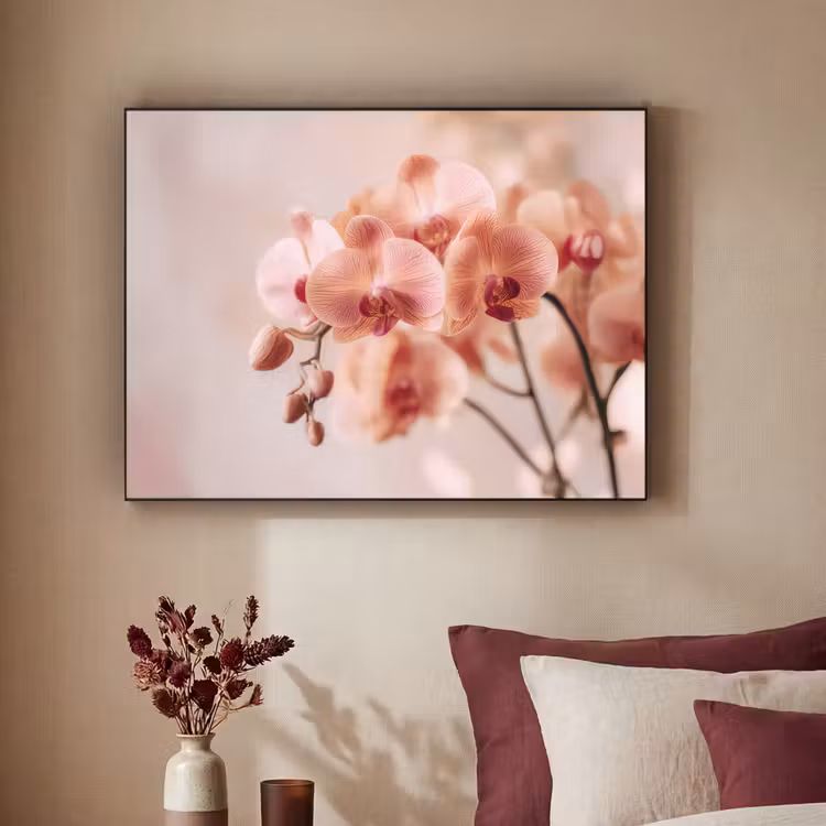 Orchidee - Bloemen - Roze - Bloemblaadjes Textielframe - compleet frame klein -sfeer1