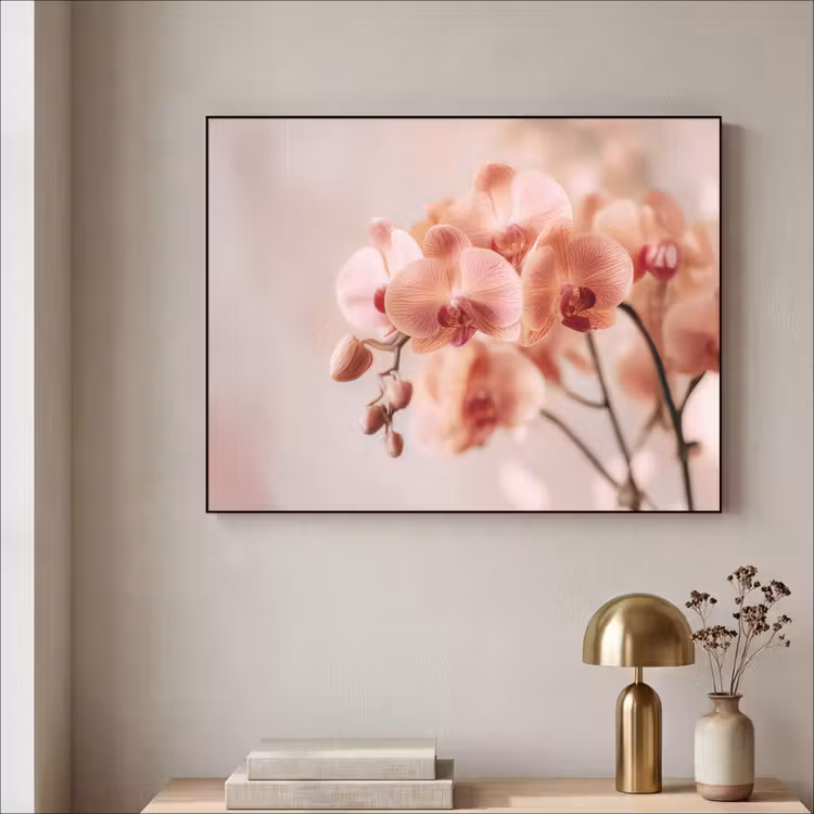 Orchidee - Bloemen - Roze - Bloemblaadjes Textielframe - compleet frame klein -sfeer2