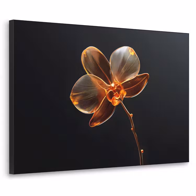 Orchidee - Doorzichtig - Bloem Textielframe zwart klein -3d