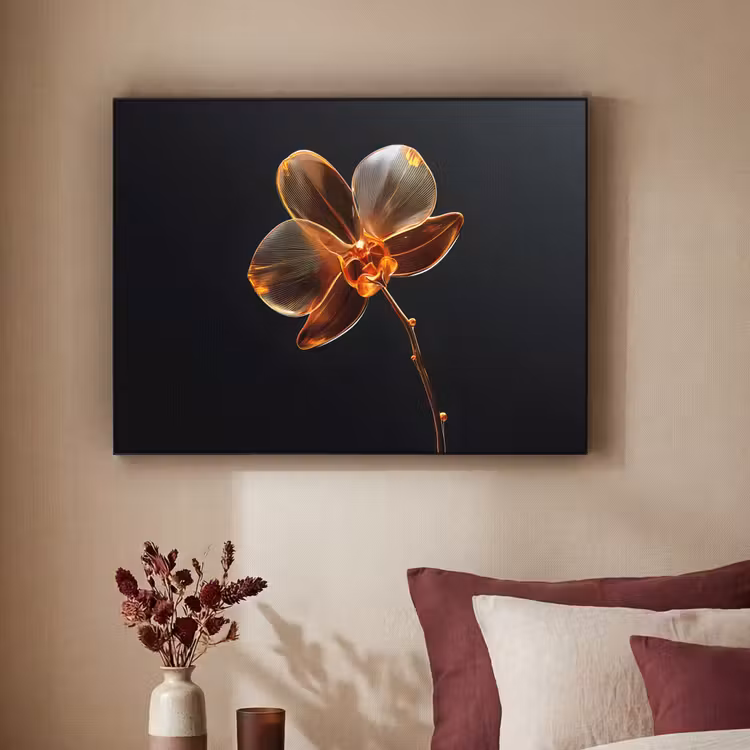 Orchidee - Doorzichtig - Bloem Textielframe zwart klein -sfeer1