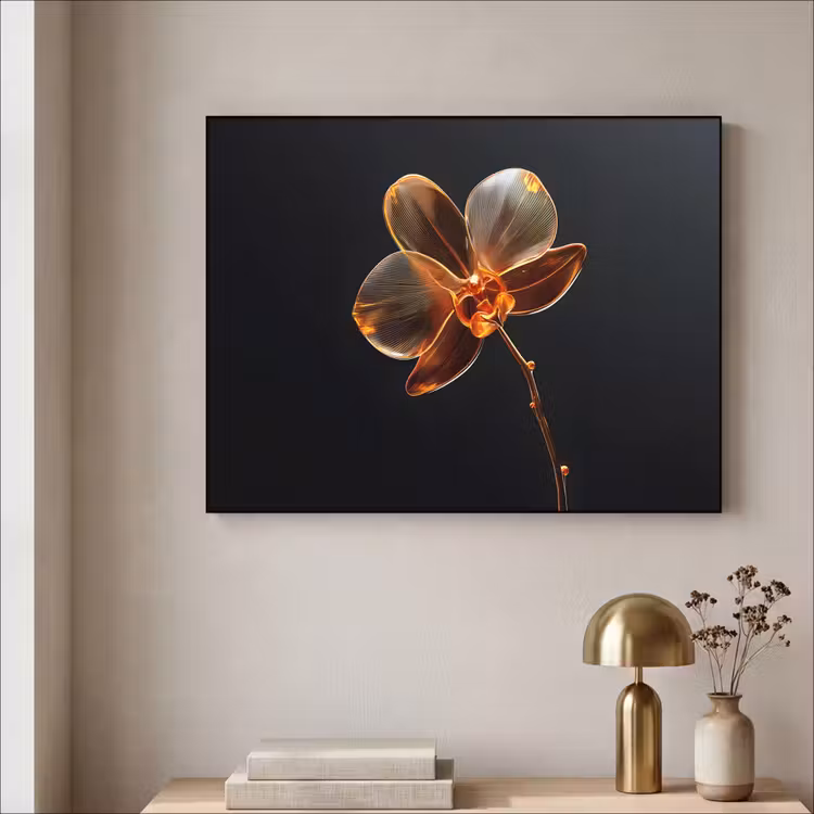 Orchidee - Doorzichtig - Bloem Textielframe zwart klein -sfeer2