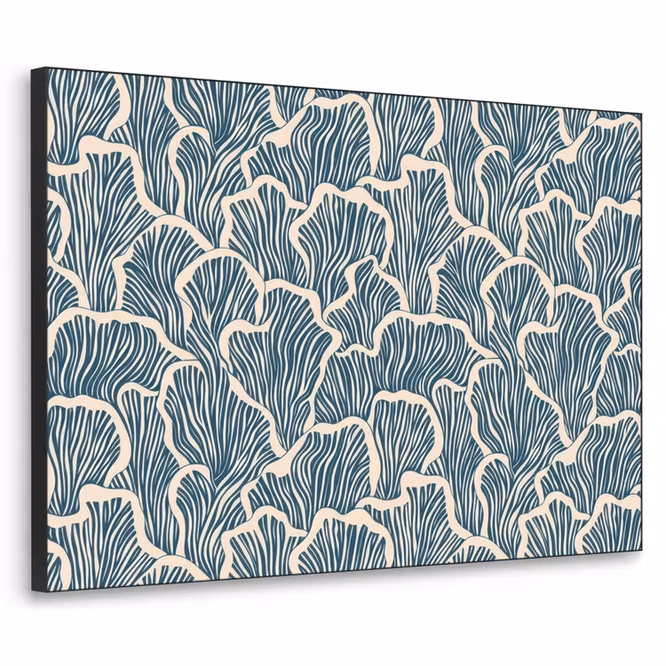 Organisch - Blauw - Crème - Schelpen Textielframe zwart klein 947 -3d