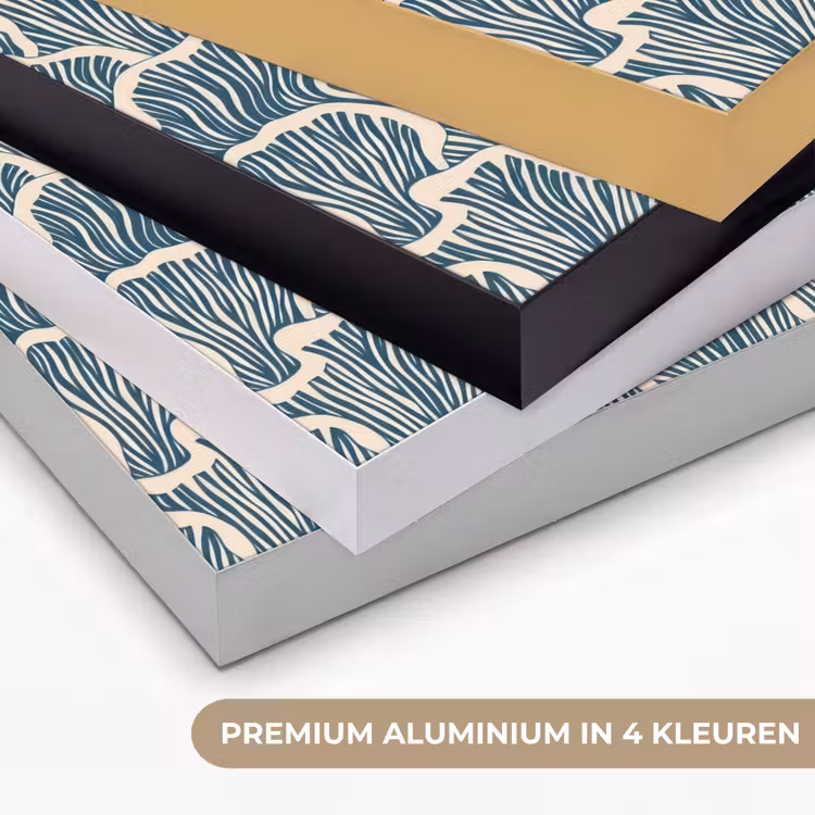 Organisch - Blauw - Crème - Schelpen Textielframe zwart klein 947 -USP_kleurenNL