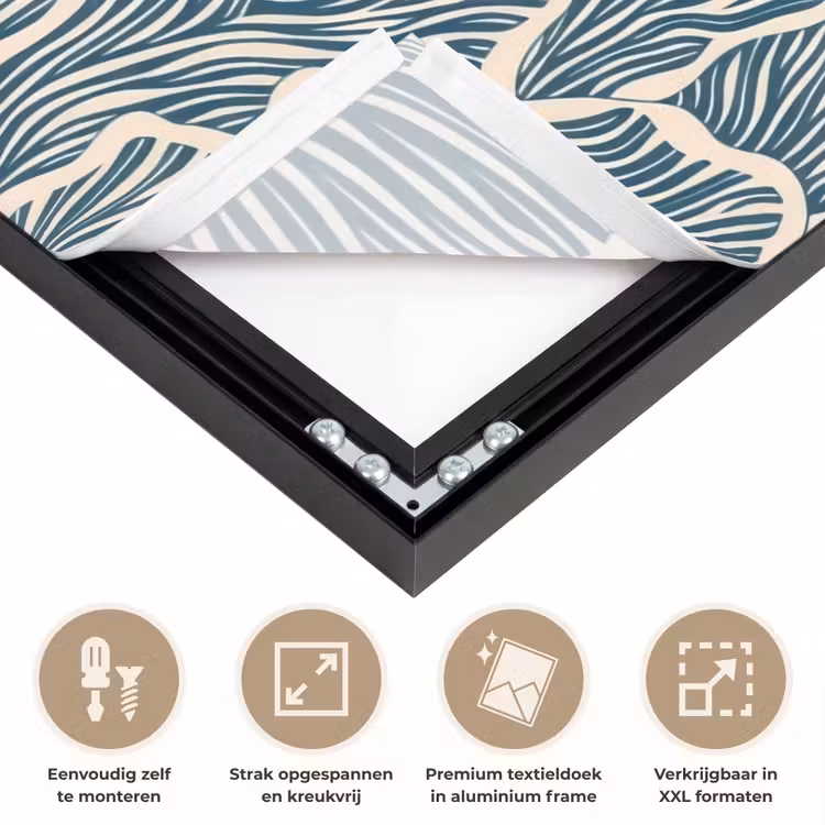 Organisch - Blauw - Crème - Schelpen Textielframe zwart klein 947 -USP_feed_closeupNL