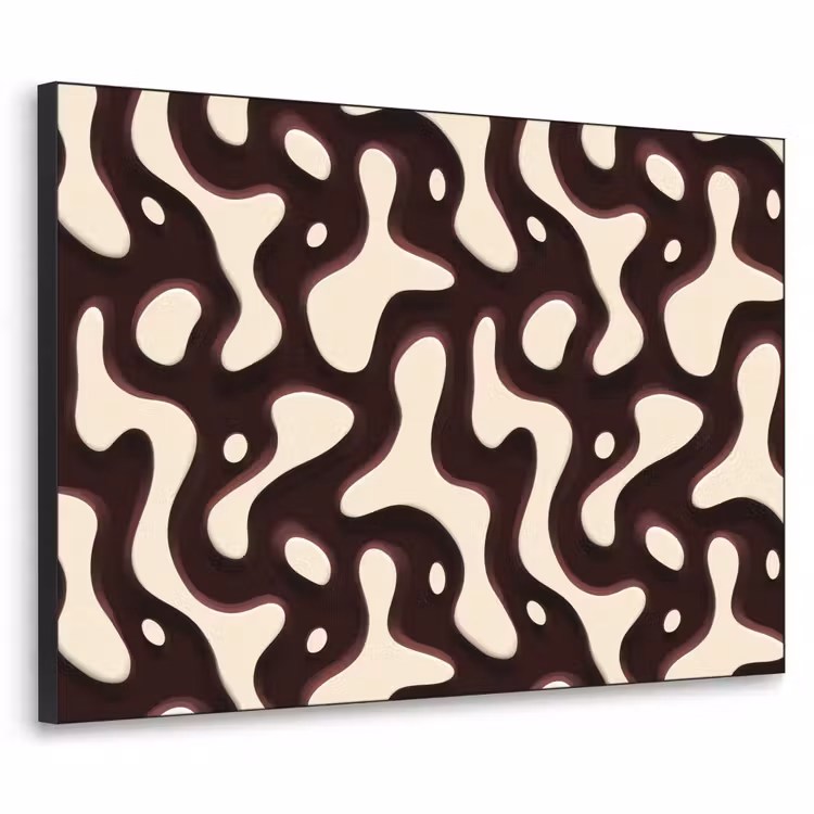 Organisch - Krachtig - Bruin Textielframe zwart klein 947 -3d