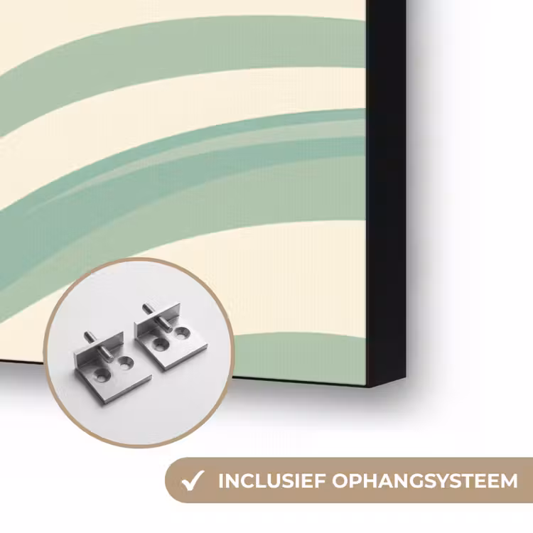 Organische lijnen - Mintgroen - Marmer Textielframe zwart klein -USP_ophangsysteemNL