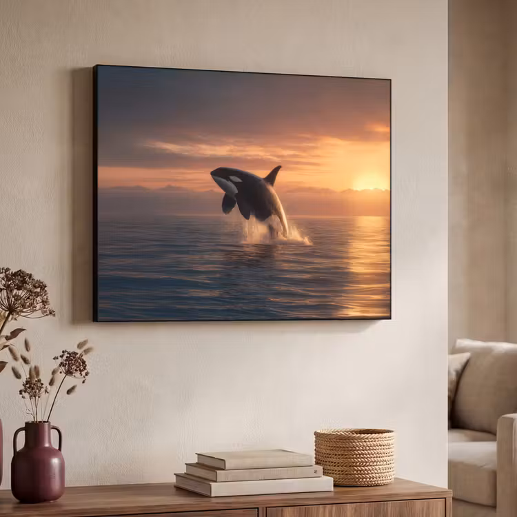 Orka - Zee - Zonsondergang Textielframe - compleet frame klein -sfeer3