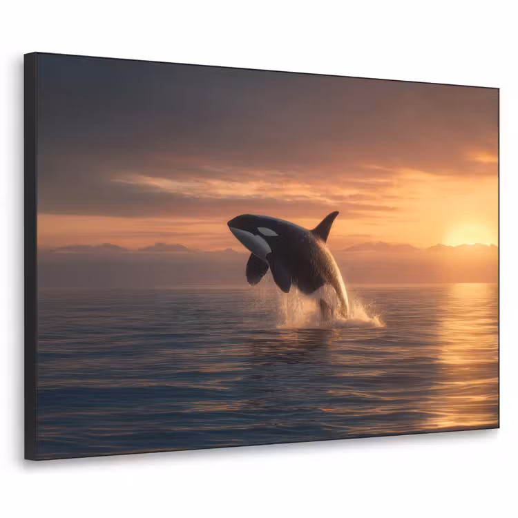 Orka - Zee - Zonsondergang Textielframe zwart klein -3d