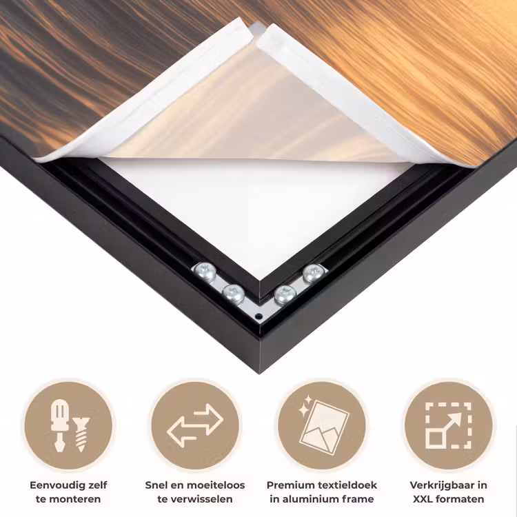 Orka - Zee - Zonsondergang Textielframe zwart klein -USP_closeupNL