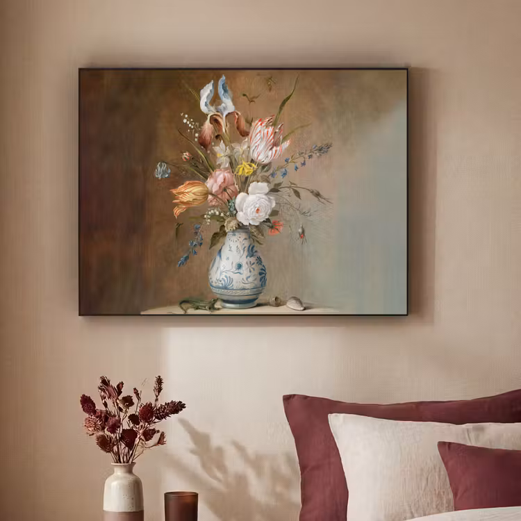 Oude meesters - Bloemen - Balthasar van der Ast Textielframe zwart klein -sfeer1