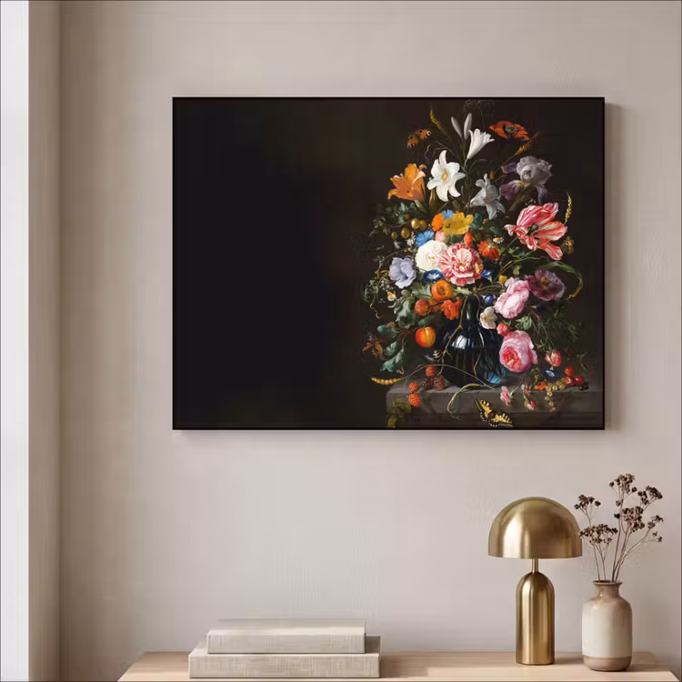 Oude meesters - Kunst - Vaas met bloemen - Jan Davidsz de Heem Textielframe zwart klein -sfeer2