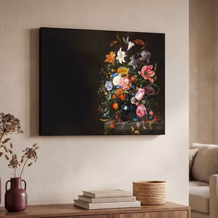 Oude meesters - Kunst - Vaas met bloemen - Jan Davidsz de Heem Textielframe zwart klein -sfeer3