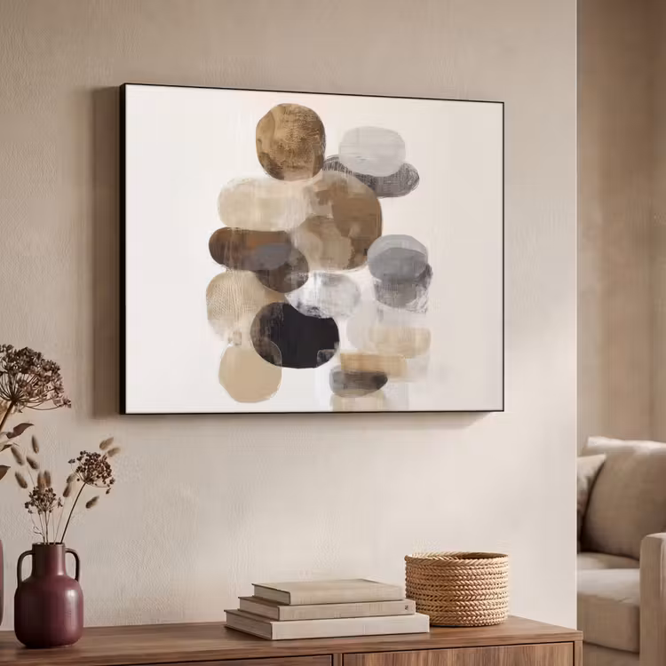 Ovaal - Kleurvlakken - Penseelstreken Textielframe zwart klein -sfeer3