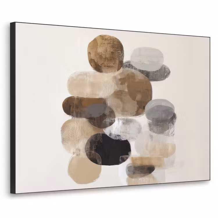 Ovaal - Kleurvlakken - Penseelstreken Textielframe zwart klein -3d
