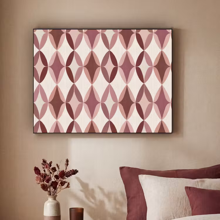 Ovaal - Textuur - Roze Textielframe zwart klein 947 -sfeer1