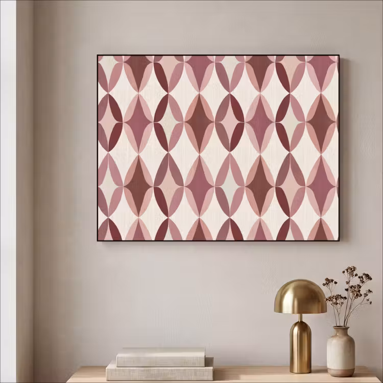 Ovaal - Textuur - Roze Textielframe zwart klein 947 -sfeer2