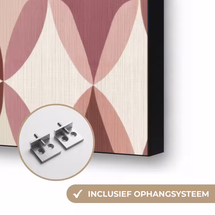 Ovaal - Textuur - Roze Textielframe zwart klein 947 -USP_ophangsysteemNL