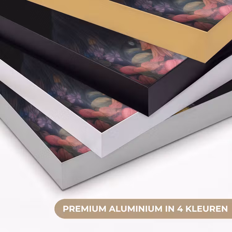 Paard - Bloemen - Zwart Textielframe zwart klein -USP_kleurenNL