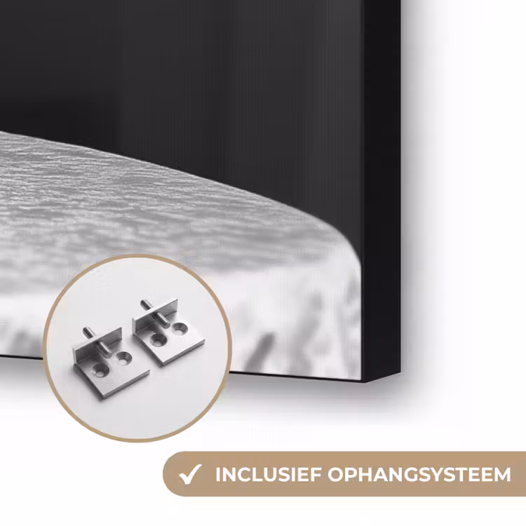 Paard - Bord - Pasta - Tafelkleed - Zwart Wit - Dieren Textielframe zwart klein -USP_ophangsysteemNL