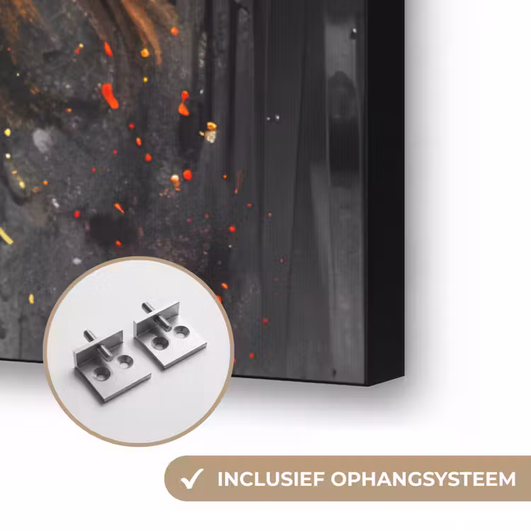 Paard - Dieren - Zwart - Luxe - Modern Textielframe zwart klein -USP_ophangsysteemNL