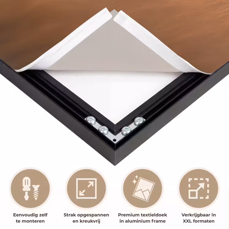 Paard - Grasveld - Zonsondergang Textielframe zwart klein -USP_feed_closeupNL