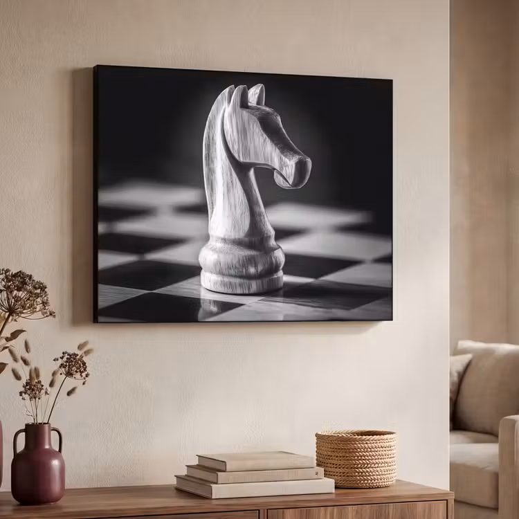 Paard - Hout - Schaalbord - Zwart Textielframe zwart klein -sfeer3