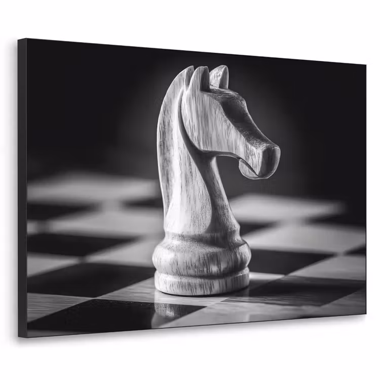 Paard - Hout - Schaalbord - Zwart Textielframe zwart klein -3d