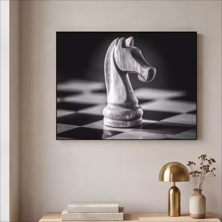 Paard - Hout - Schaalbord - Zwart Textielframe zwart klein -sfeer2