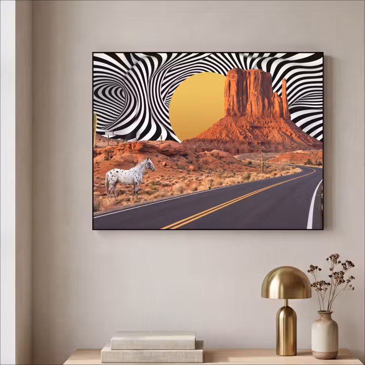 Art frame - Paard - Woestijn - Natuur - Paard - Woestijn - Natuur Textielframe zwart klein