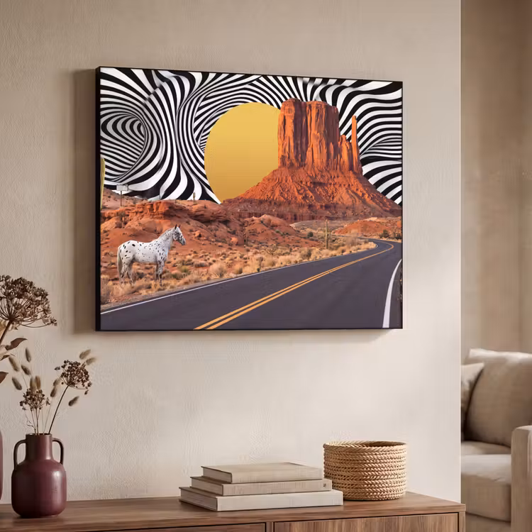 Art frame - Paard - Woestijn - Natuur - Paard - Woestijn - Natuur Textielframe zwart klein
