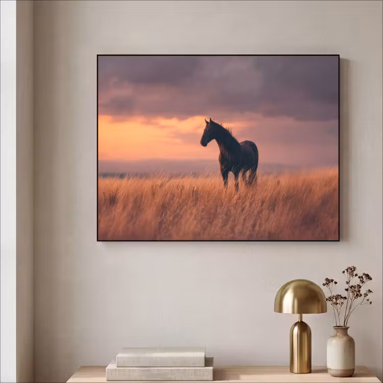 Paard - Wolken - Open veld Textielframe - compleet frame klein -sfeer2
