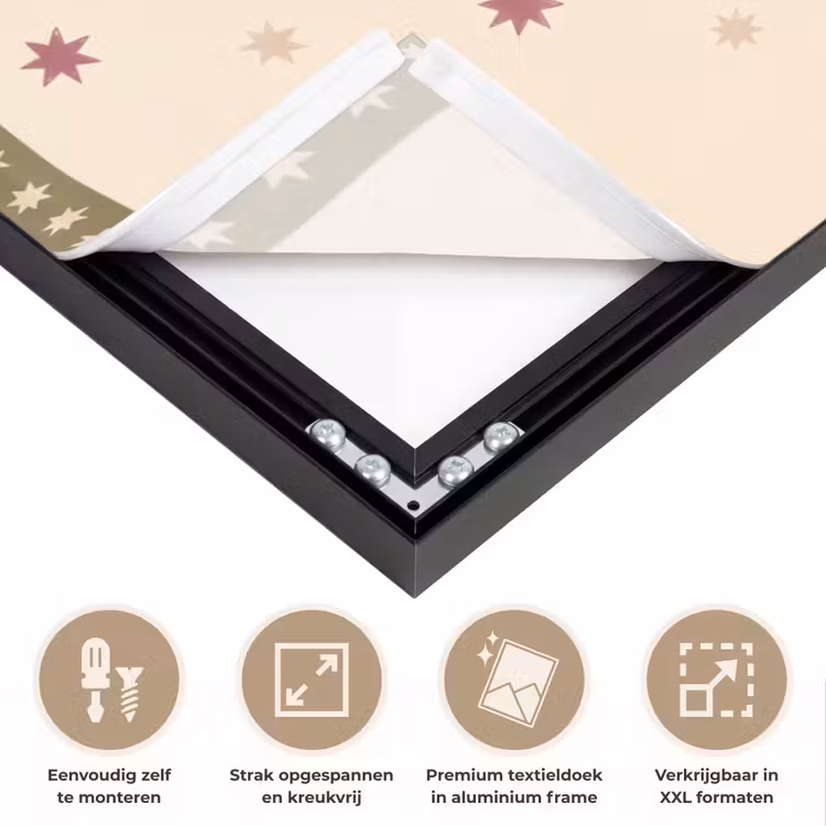 Paard - Zon - Mystiek - Illustratie - Roze Textielframe zwart klein -USP_feed_closeupNL