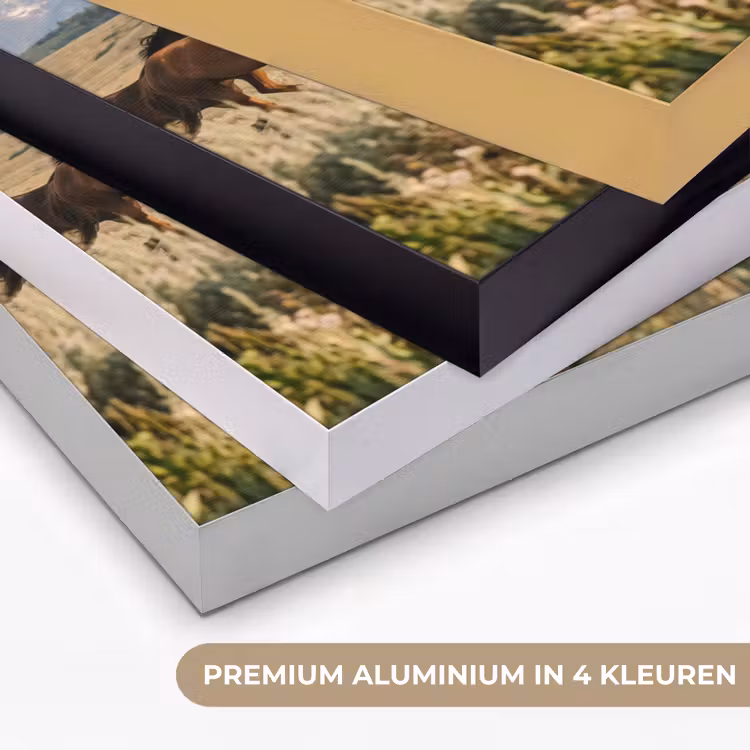 Paarden - Kudde - Bergen - Vrijheid - Wild Textielframe zwart klein -USP_kleurenNL