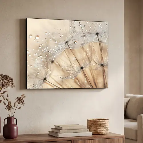 Paardenbloem - Abstract - Natuur - Beige Textielframe - compleet frame klein -sfeer3
