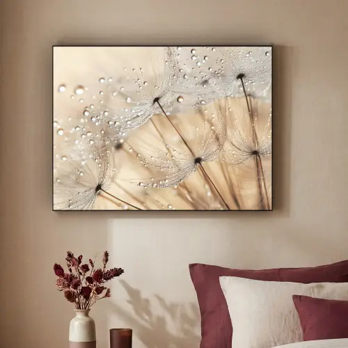 Paardenbloem - Abstract - Natuur - Beige Textielframe zwart klein -sfeer1