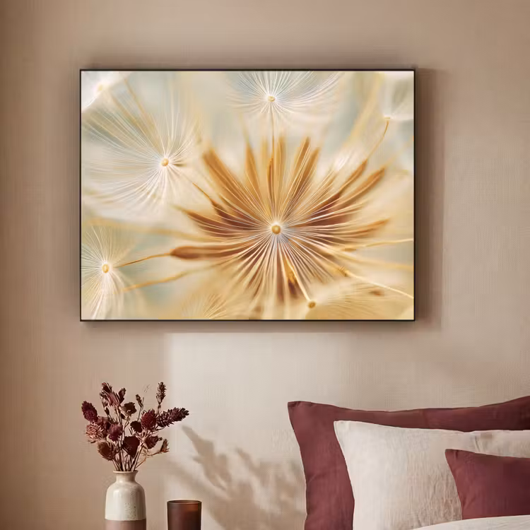 Paardenbloem - Beige - Abstract - Modern - Natuur Textielframe zwart klein -sfeer1