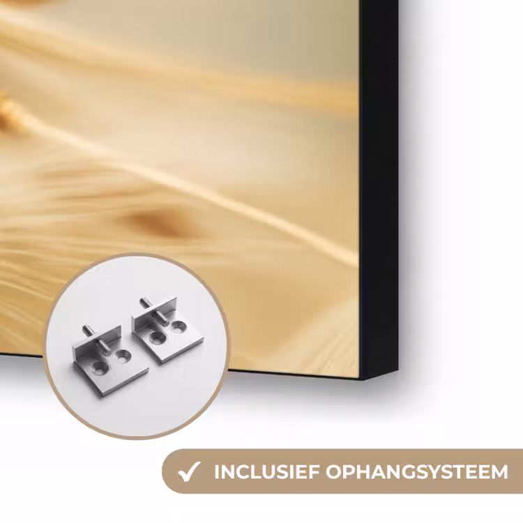 Paardenbloem - Beige - Abstract - Modern - Natuur Textielframe zwart klein -USP_ophangsysteemNL