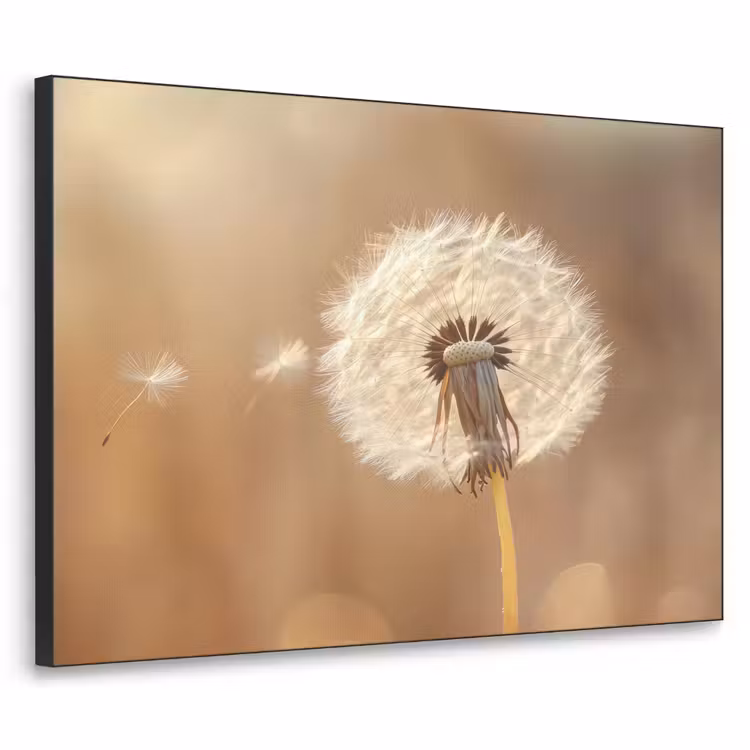Paardenbloem - Beige - Natuur - Bloem Textielframe zwart klein -3d