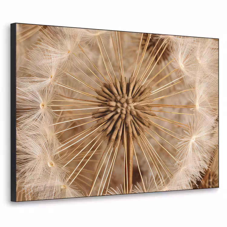 Paardenbloem - Bloemen - Natuur - Bruin Textielframe zwart klein -3d