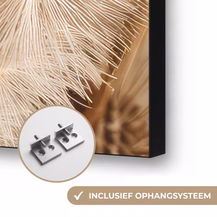 Paardenbloem - Bloemen - Natuur - Bruin Textielframe zwart klein -USP_ophangsysteemNL