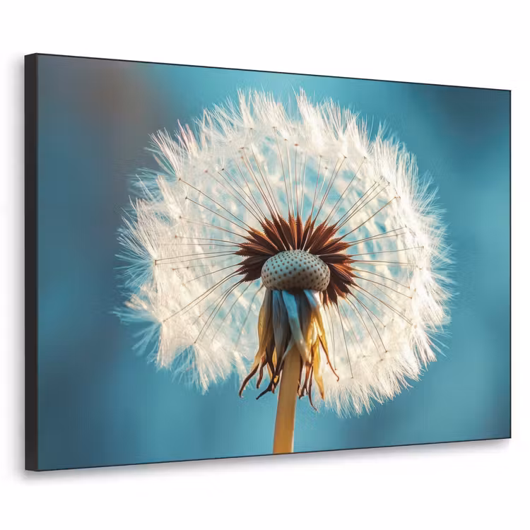 Paardenbloem - Natuur - Bloemen - Blauw Textielframe - compleet frame klein -3d