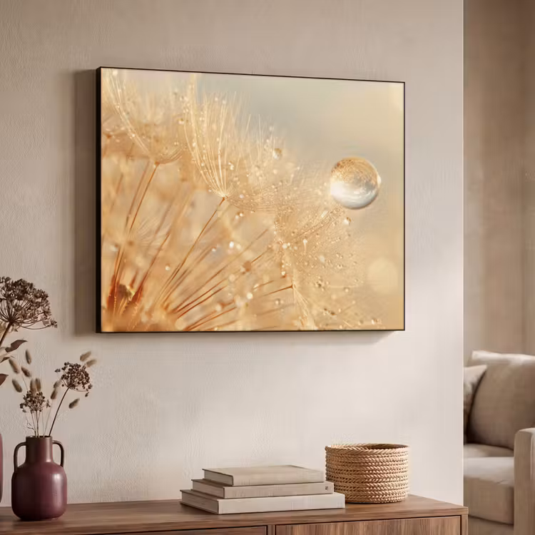 Paardenbloem - Water - Natuur - Planten - Modern Textielframe zwart klein -sfeer3